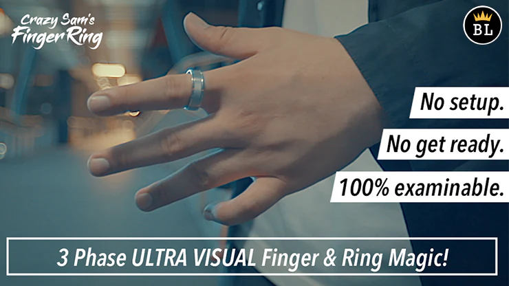 Hanson Chien Presents Crazy Sam's Finger Ring BLACK / EXTRA LARGE (Gimmick and Online Instructions) by Sam Huang - Trick - Image 2