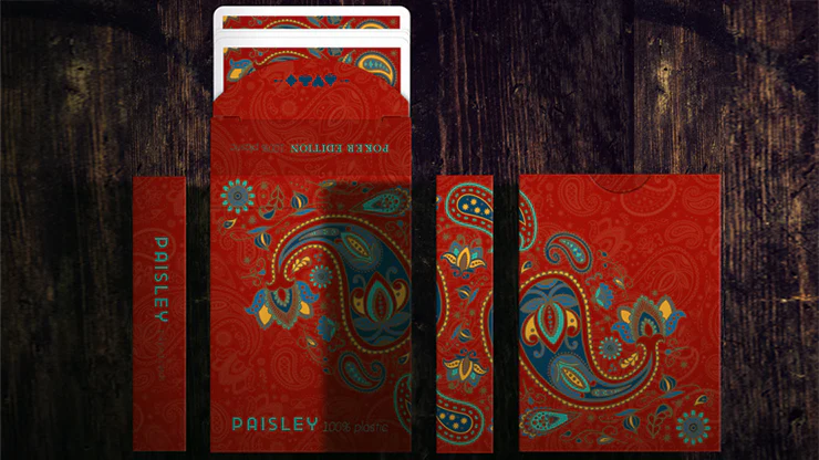 Plastic Paisley Poker Red Playing Cards by Dutch Card House Company - Image 4